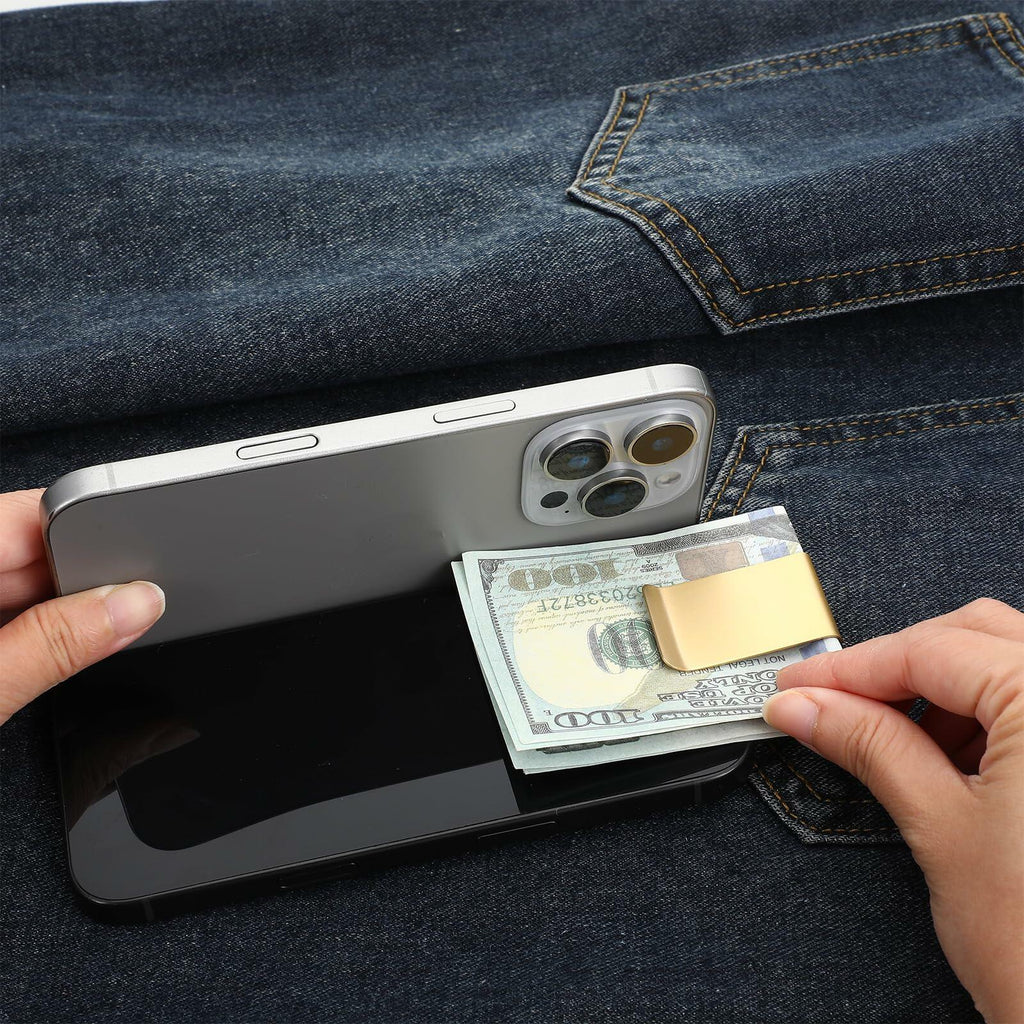 Qianyu Slim Money Clip 6 Pack Stainless Steel Cash Card Holder Gold Silver