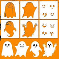 Weysat 8 Pcs Large Ghost Halloween Stencils Reusable for Crafts Yard Art