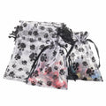 SHYRABBIT Paw Print Organza Drawstring Bags 8x12in White 10pcs