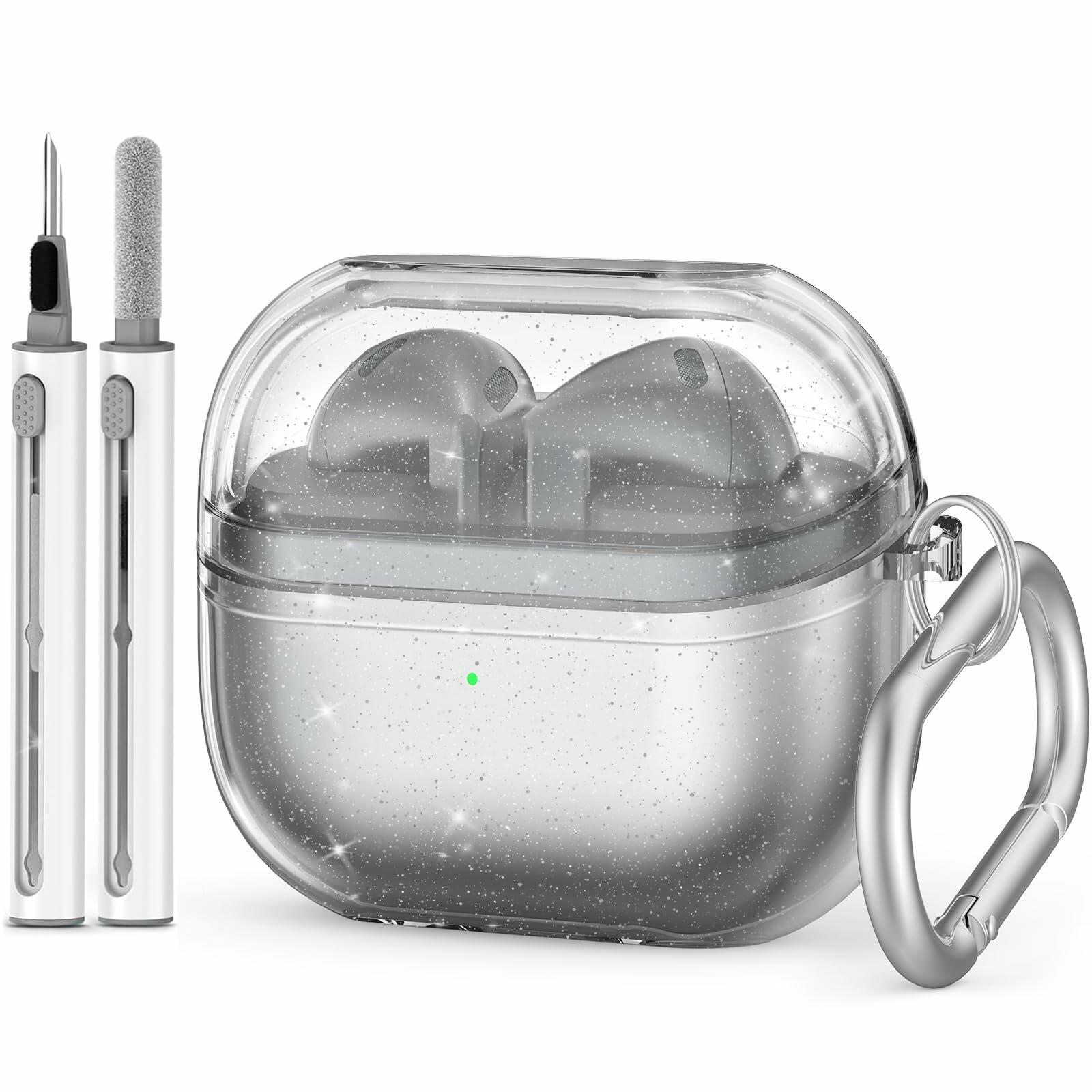 OFELUMTIZE Galaxy Buds 3 Pro Case Cover Glitter Clear Silicone Keychain Kit