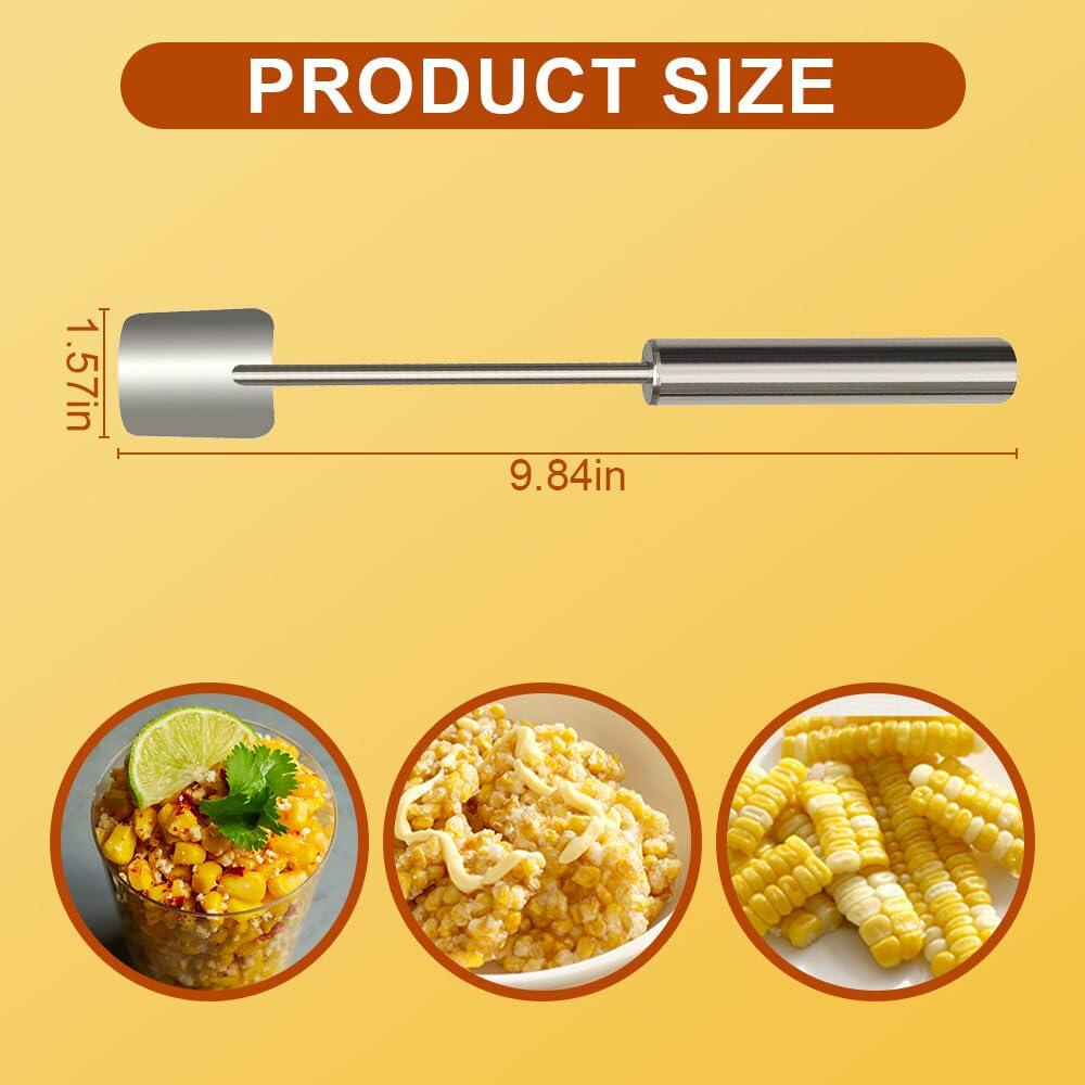 Wegodal Stainless Steel Corn Stripping Tool Long Handle Kitchen Peeler A-1Pcs