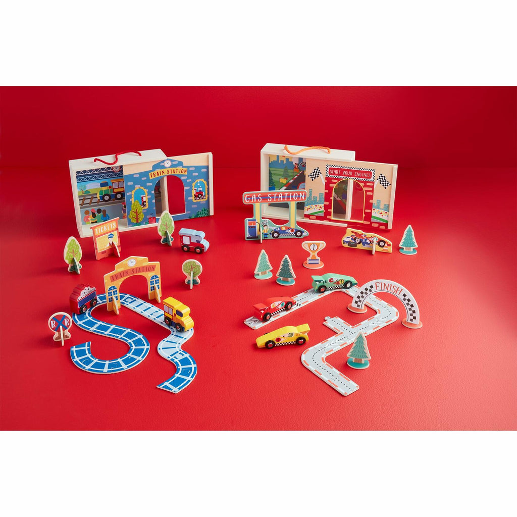 Mud Pie Children Wood Racecar Boxed Set 3.5lbs Toy Gift