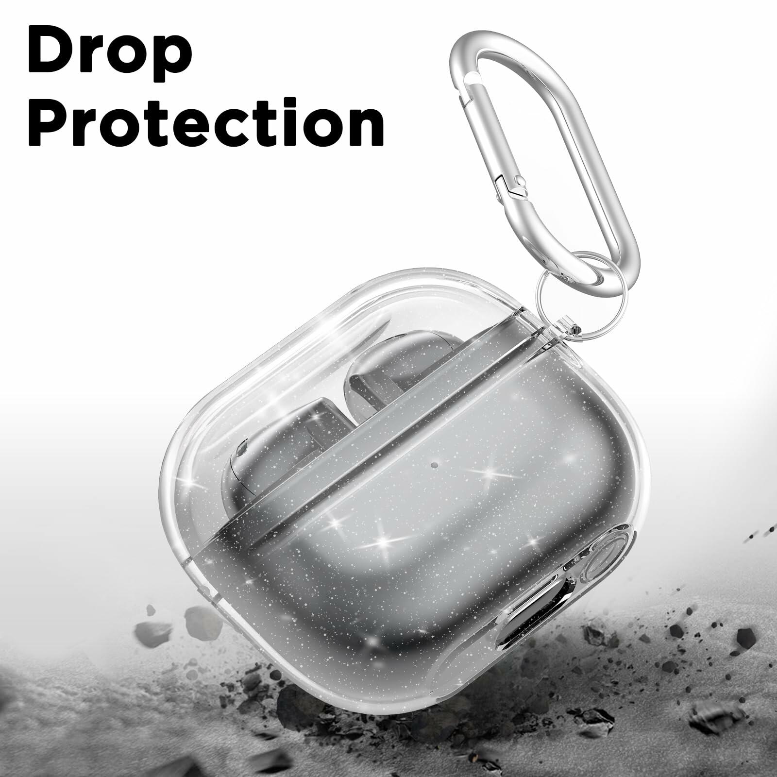 OFELUMTIZE Galaxy Buds 3 Pro Case Cover Glitter Clear Silicone Keychain Kit