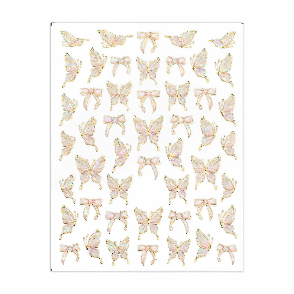 Prasacco Butterfly Nail Stickers 5D Embossed Gold Shell Nail Art Decals