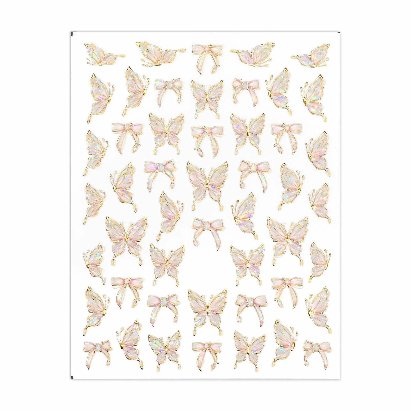Prasacco Butterfly Nail Stickers 5D Embossed Gold Shell Nail Art Decals