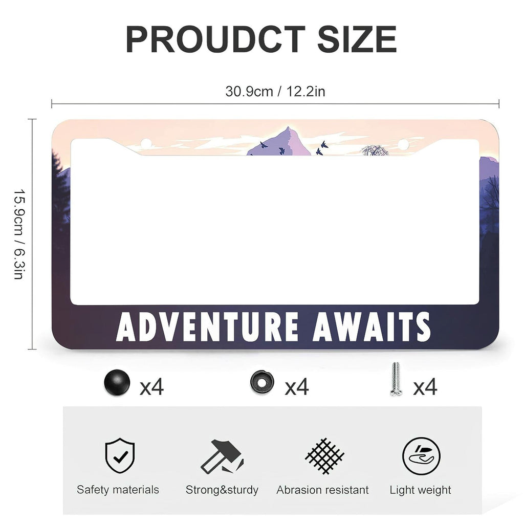 Larkverk Mountains License Plate Frame Aluminum Stainless 12x6 US Standard
