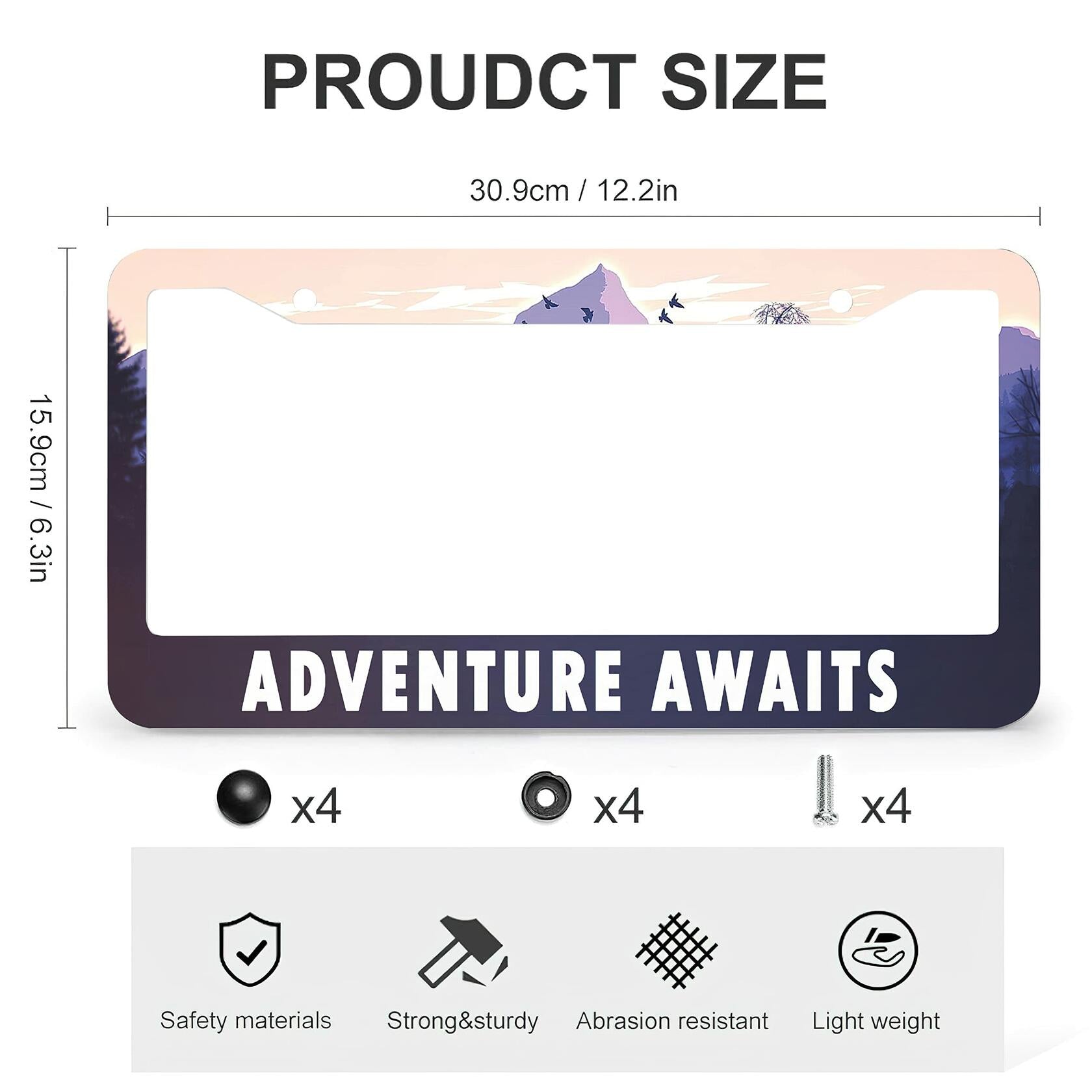 Larkverk Mountains License Plate Frame Aluminum Stainless 12x6 US Standard