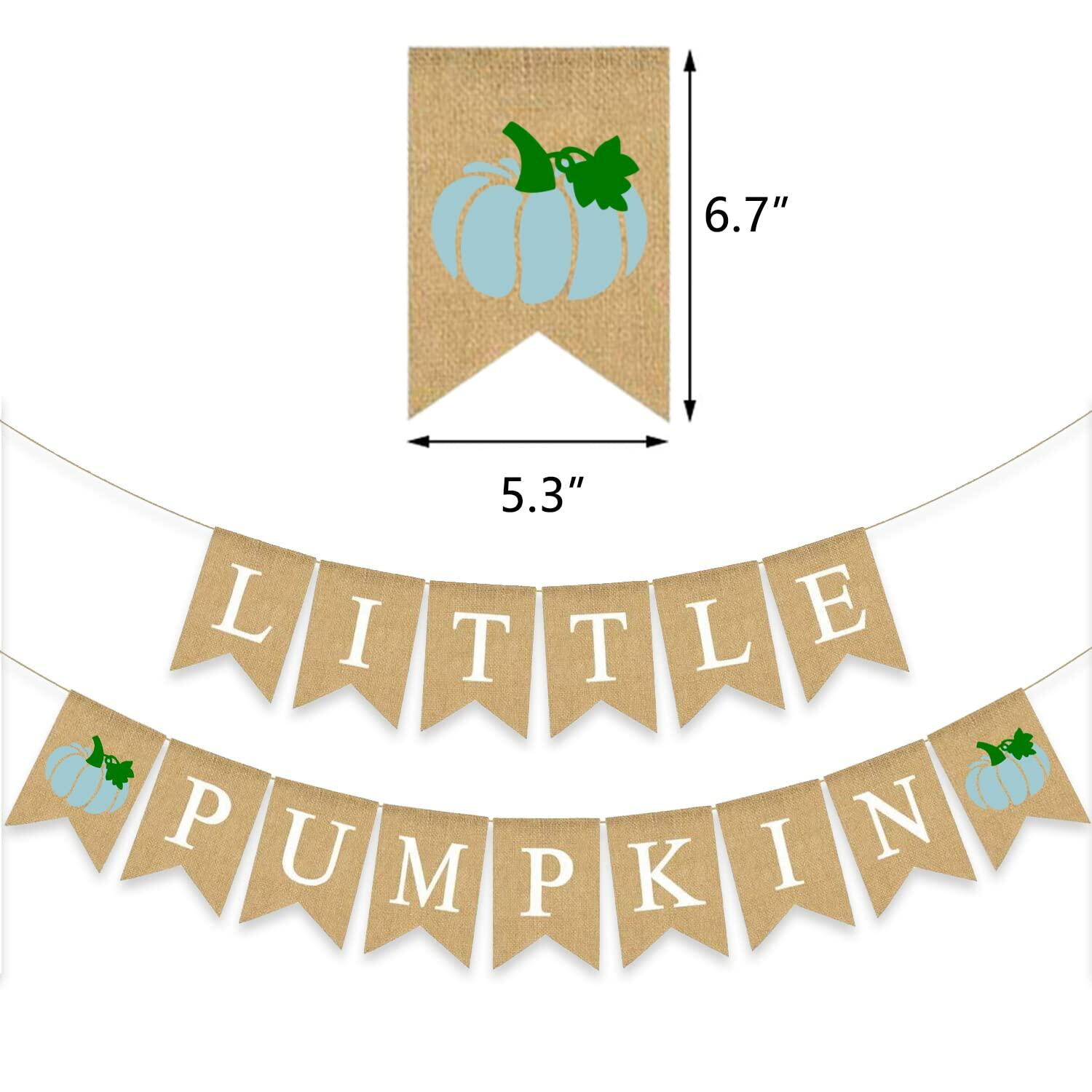 Gankbite Blue Pumpkin Burlap Banner Baby Shower Garland Rustic Harvest