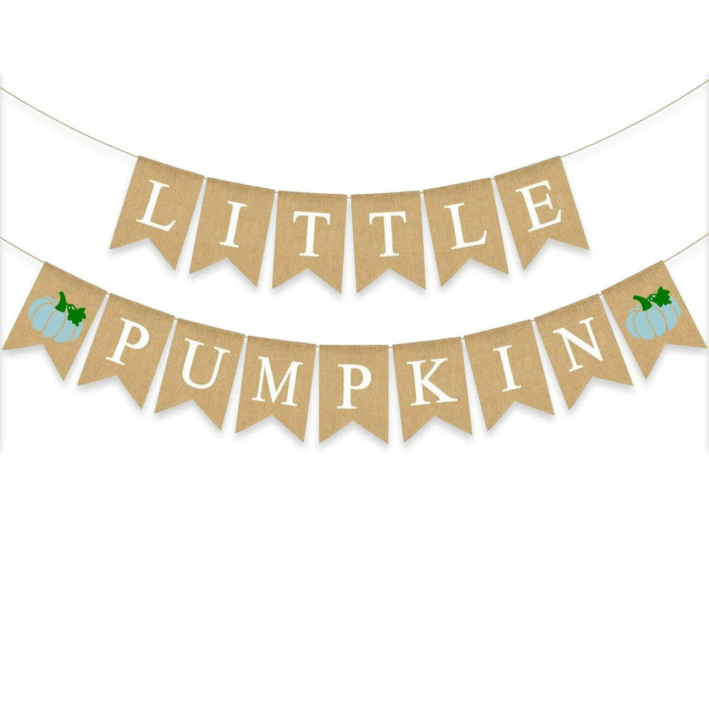 Gankbite Blue Pumpkin Burlap Banner Baby Shower Garland Rustic Harvest