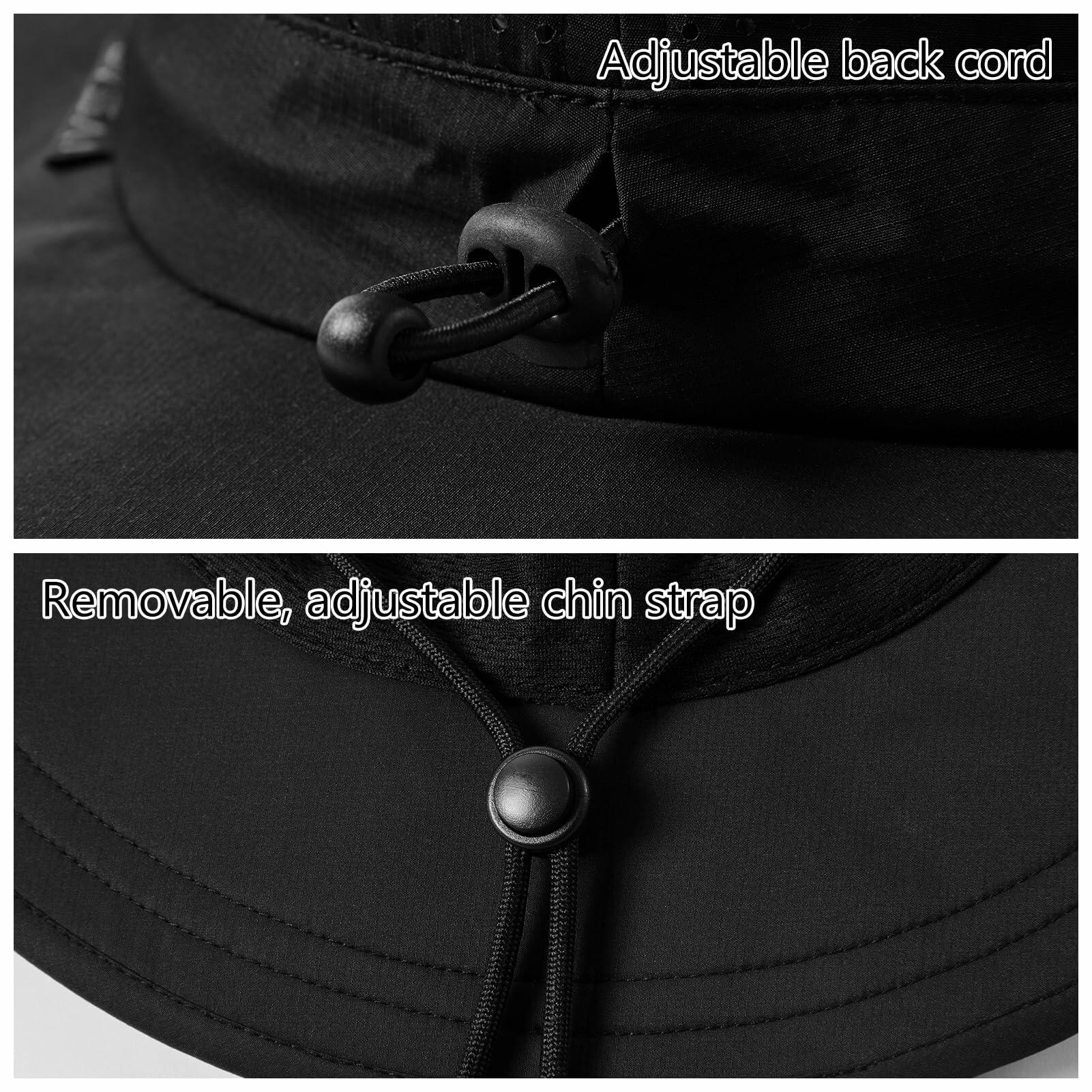 UVSAI UPF 50+ Bucket Sun Hat Laser Mesh Cooling Adjustable Black