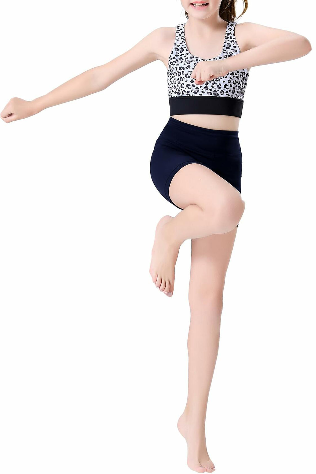 Swdarz Girls Black Gymnastics Dance Shorts Athletic Spandex Size 6-7Y