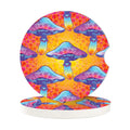 HOMETRIP Absorbent Ceramic Car Coasters Cork Back 2.56'' Sea Turtle 2pcs