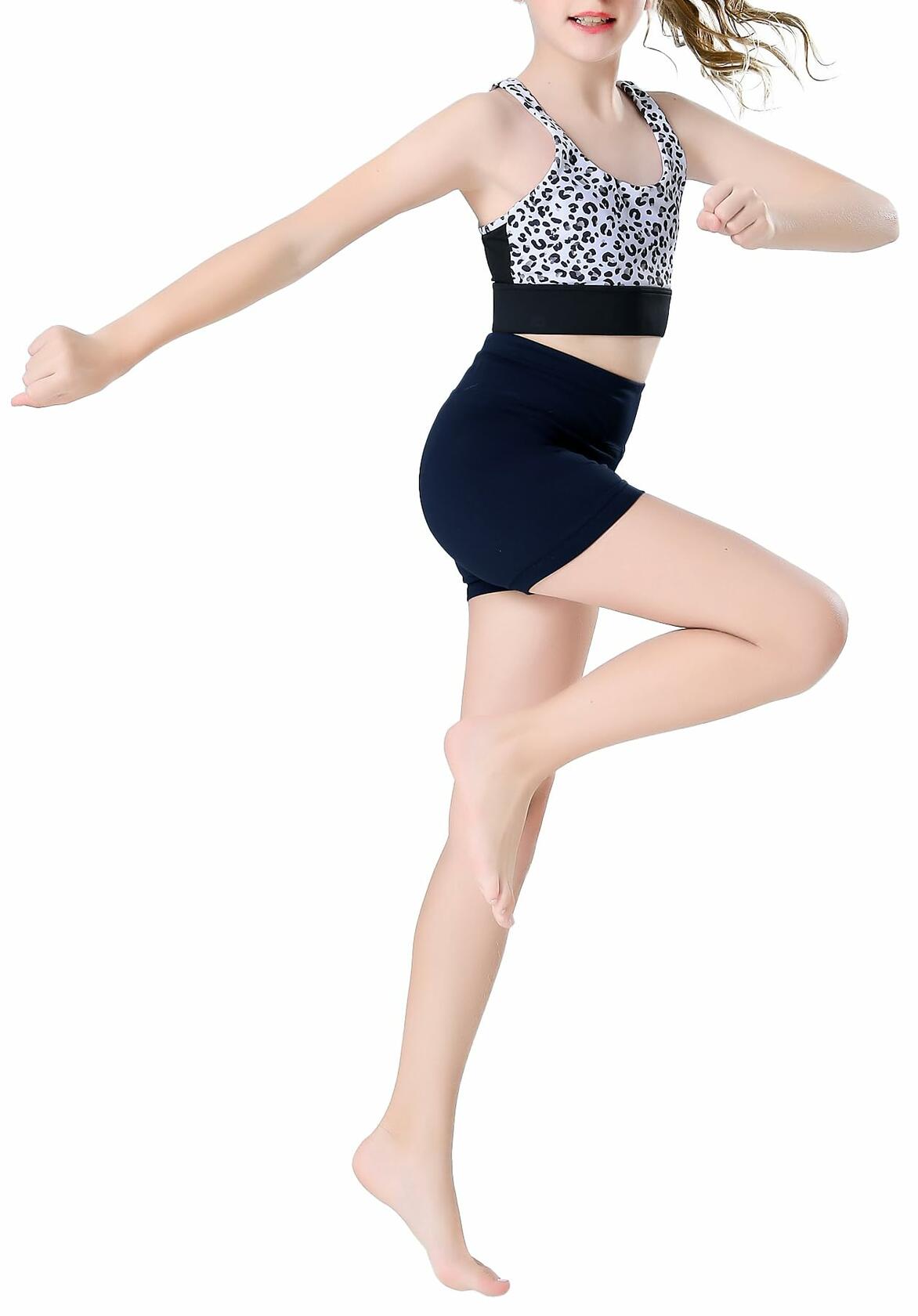 Swdarz Girls Black Gymnastics Dance Shorts Athletic Spandex Size 6-7Y