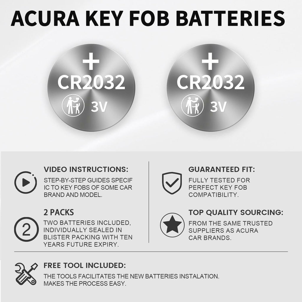 KKNCO Key Fob Battery Replacement for Acura Smart Remote Pack of 2 Batteries
