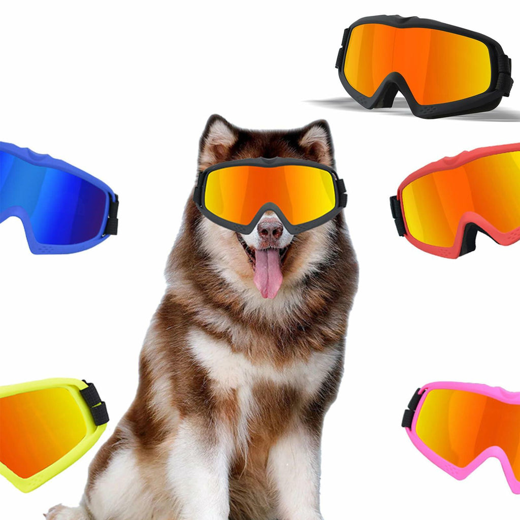 GDSanlian Dog Sunglasses UV-Proof Windproof Adjustable Strap Black Red L