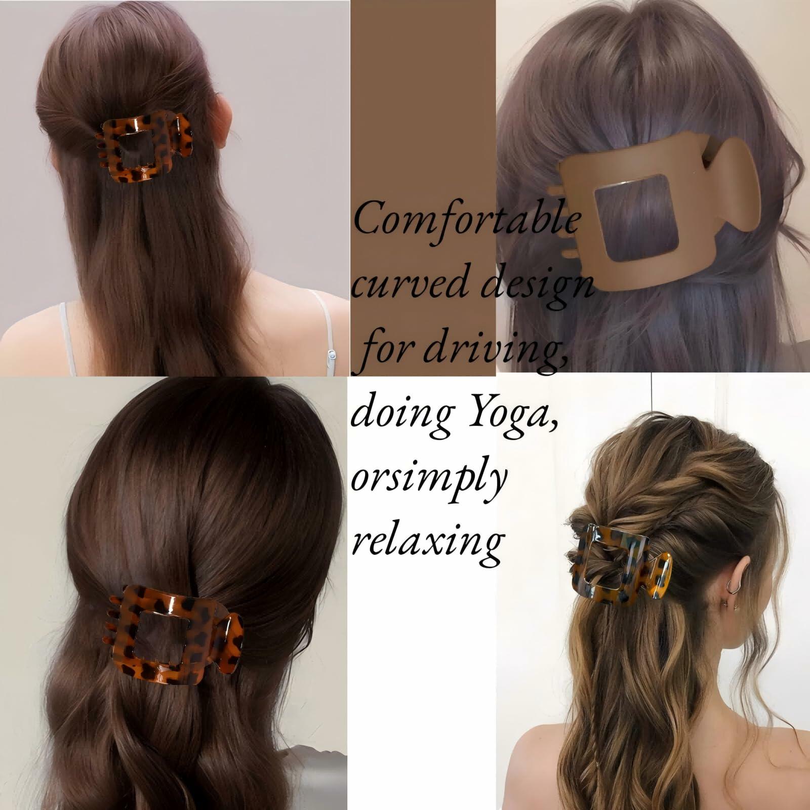 Generic 4-Pack Large Matte Non-Slip Claw Barrettes Hair Clips 4-Square