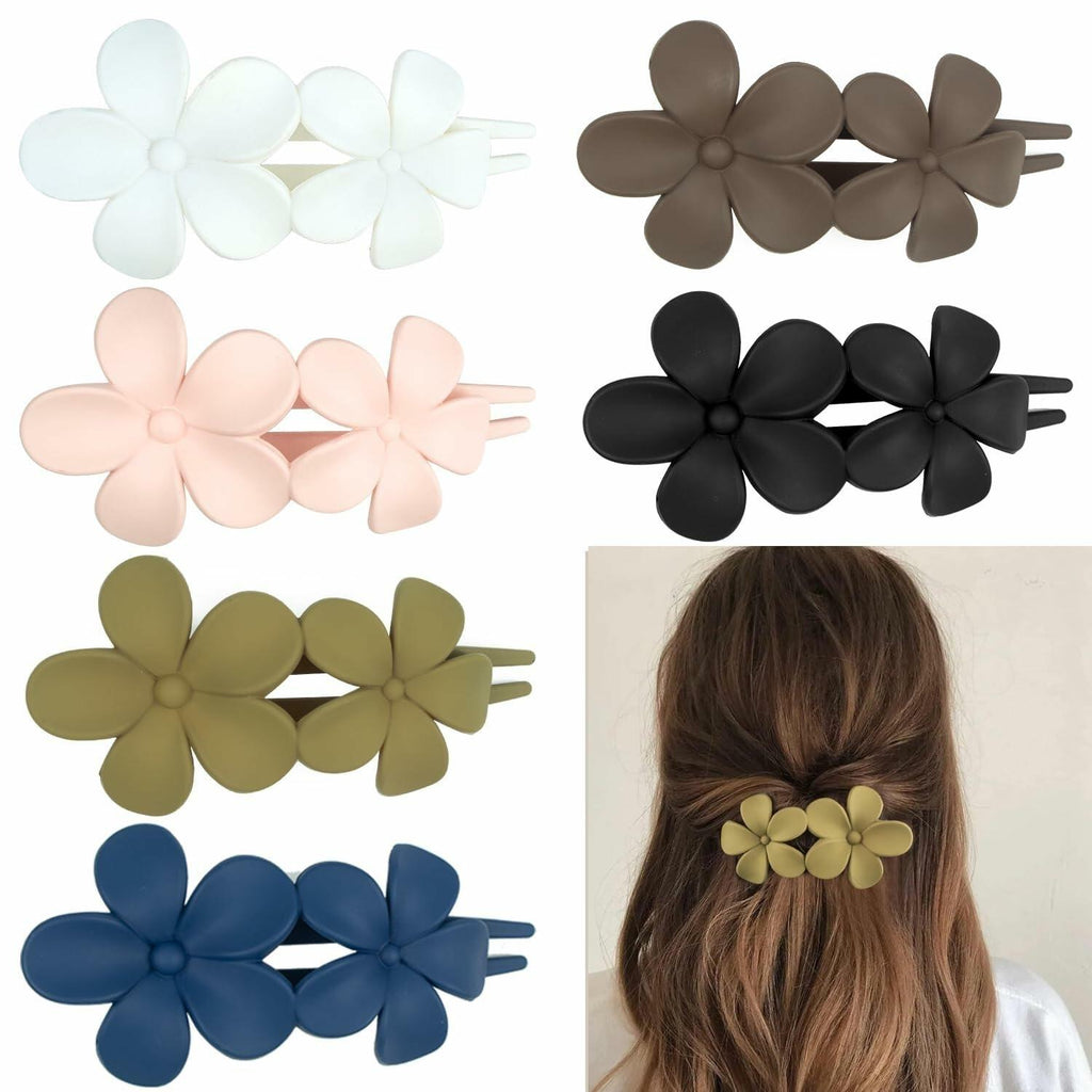 Mevnccola 6 Pack 4.1" Floral Matte Hair Claw Clips Non-Slip Multi-Color