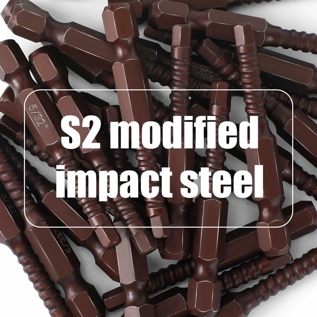 Moxweyeni 25 Pc 5/32 HEX Head S2 Steel Impact Driver Bit Set
