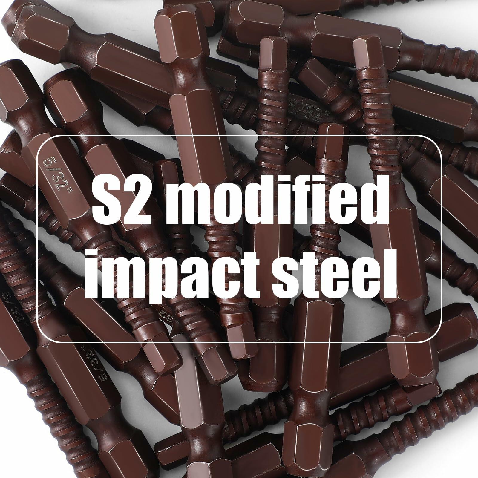 Moxweyeni 25 Pc 5/32 HEX Head S2 Steel Impact Driver Bit Set
