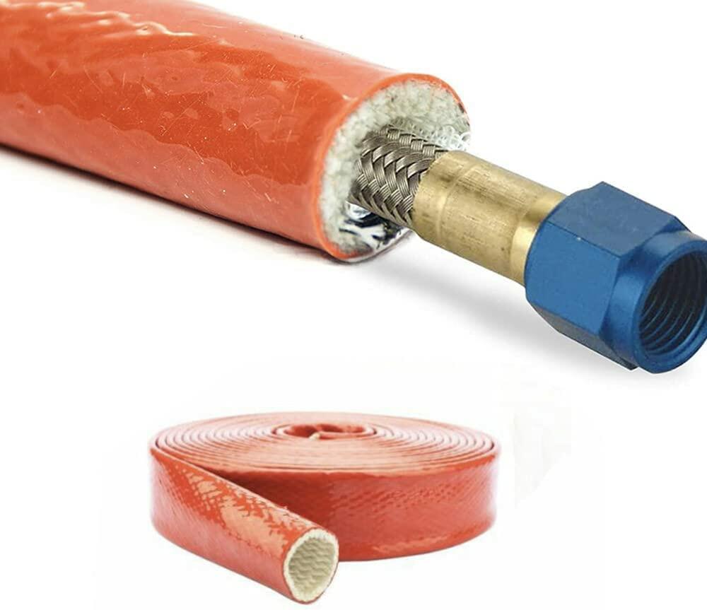 Ummickl 1" ID Silicone Coated Fiberglass Heat Sleeve 3.3ft Red