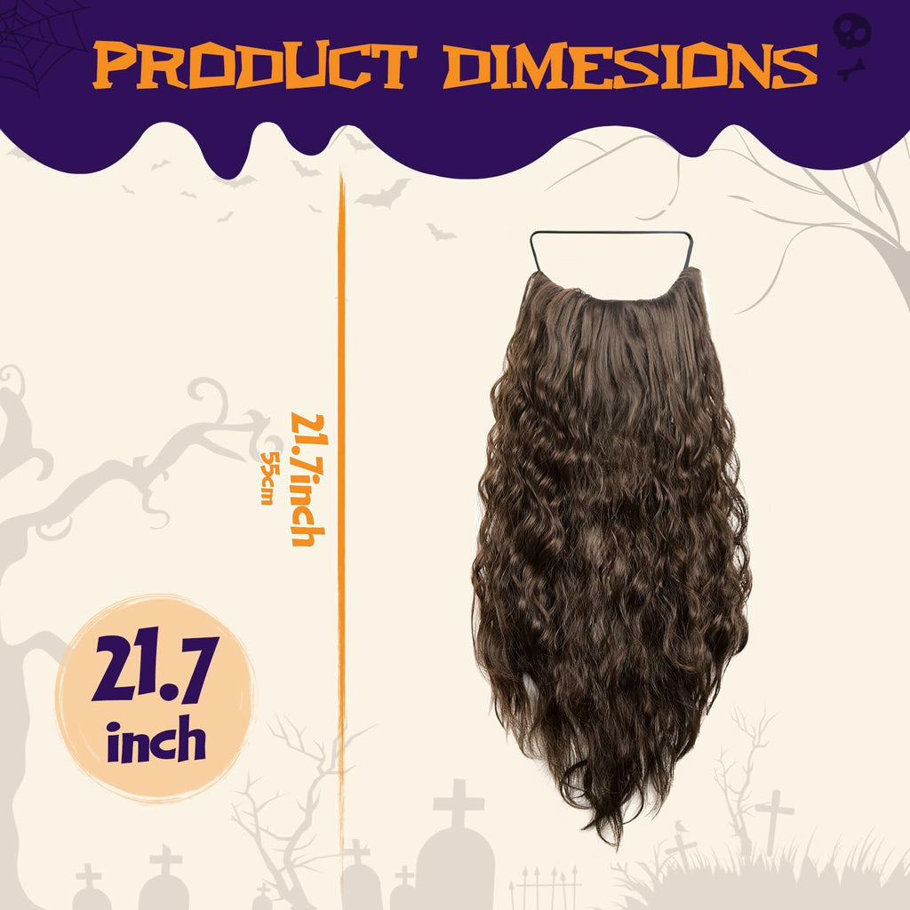 UQJE Long Curly Brown Wizard Beard Adult Cosplay Halloween One Size