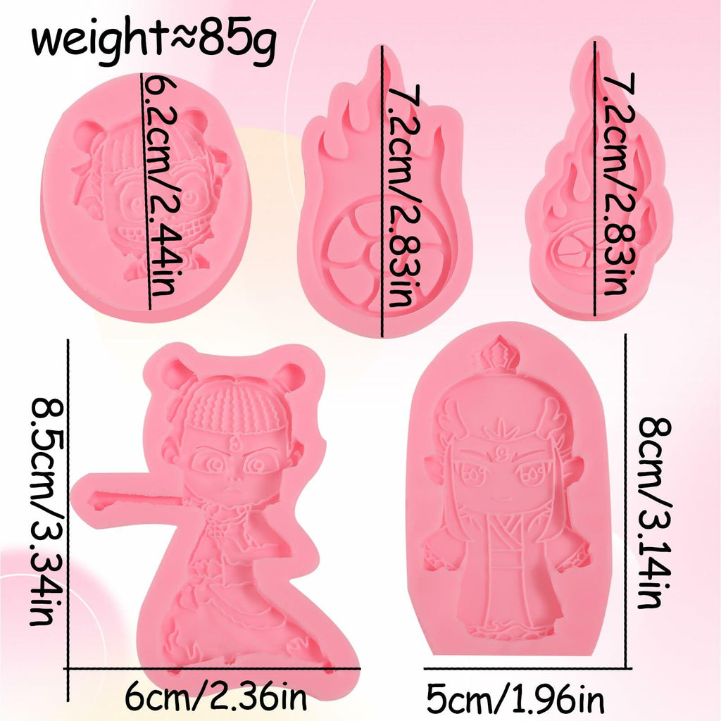 ICNYEKl 5 Pcs Cartoon Chocolate Fondant Silicone Molds Cake Decor Baking
