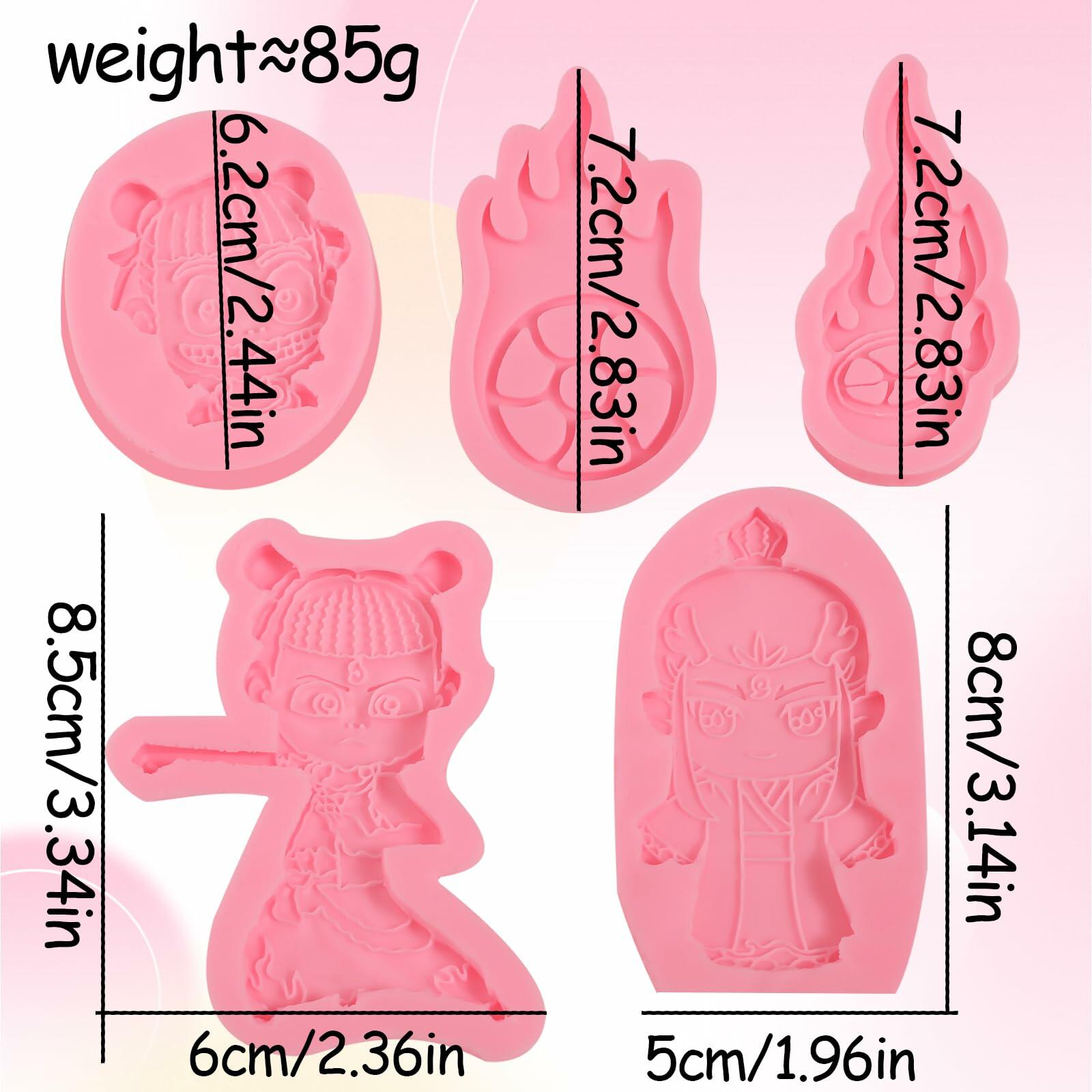 ICNYEKl 5 Pcs Cartoon Chocolate Fondant Silicone Molds Cake Decor Baking