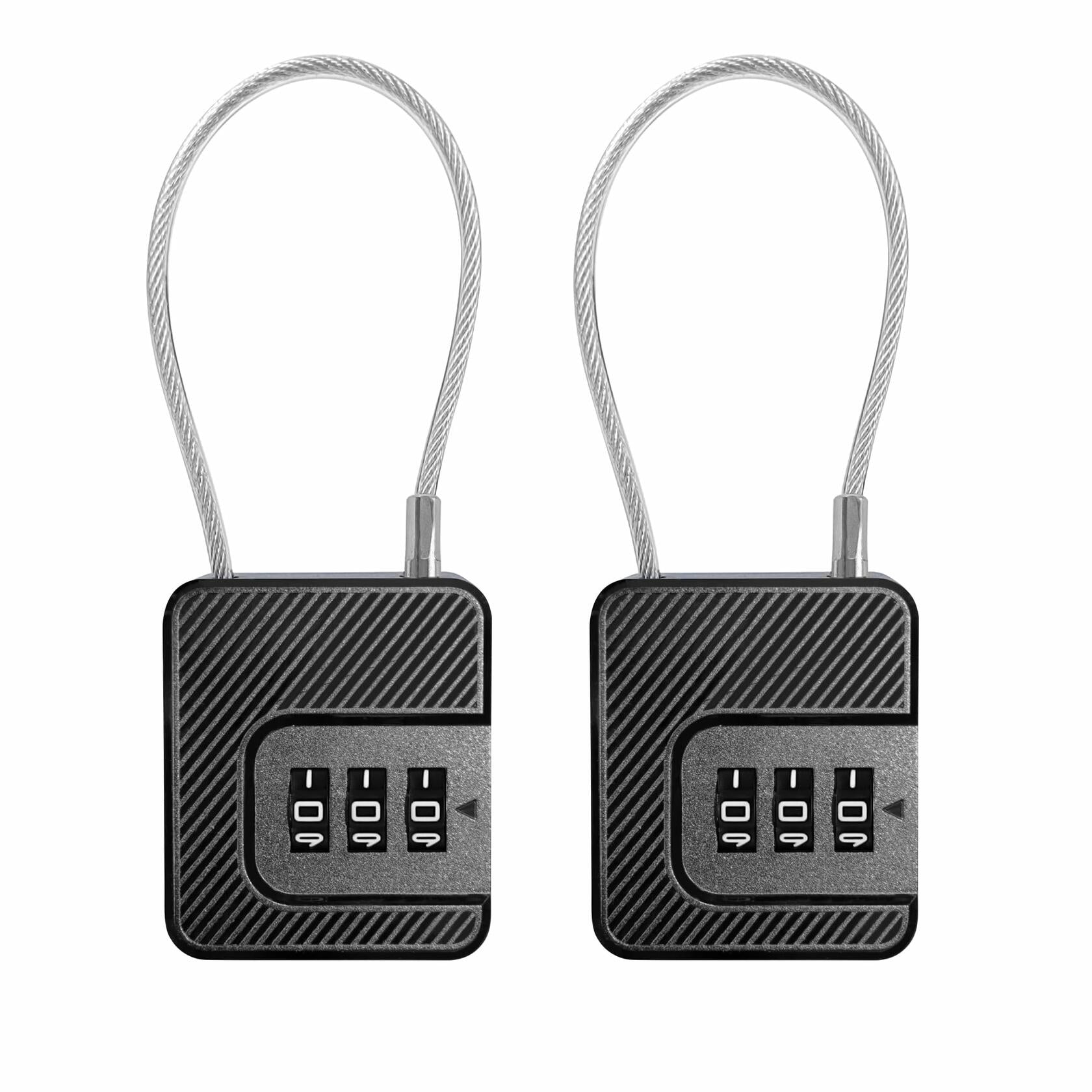 Coipdfty 3 Digit Combination Lock Flexible Steel Cable Waterproof White 2 Pack