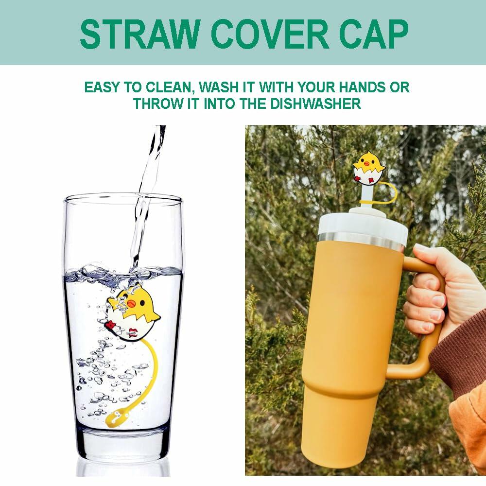 STRACOUPI Silicone Straw Covers for Stanley Cup 2PCS Black Reusable