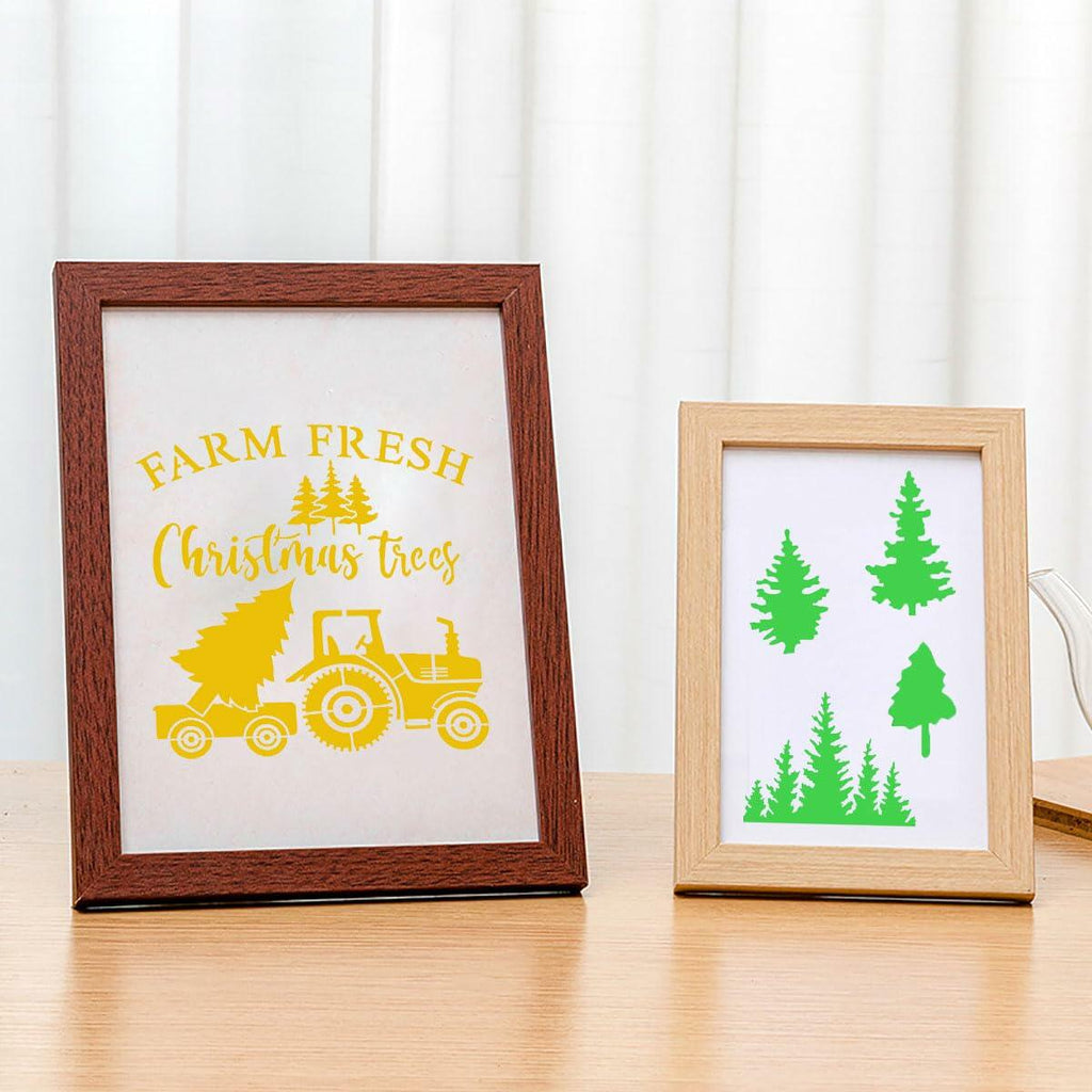 Suartus Christmas Stencils 16pcs Pine Trees Snowflake Elk Santa Reusable