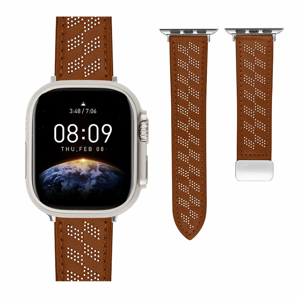 Limque Magnetic Genuine Leather Watch Band for Apple Watch 38-49mm
