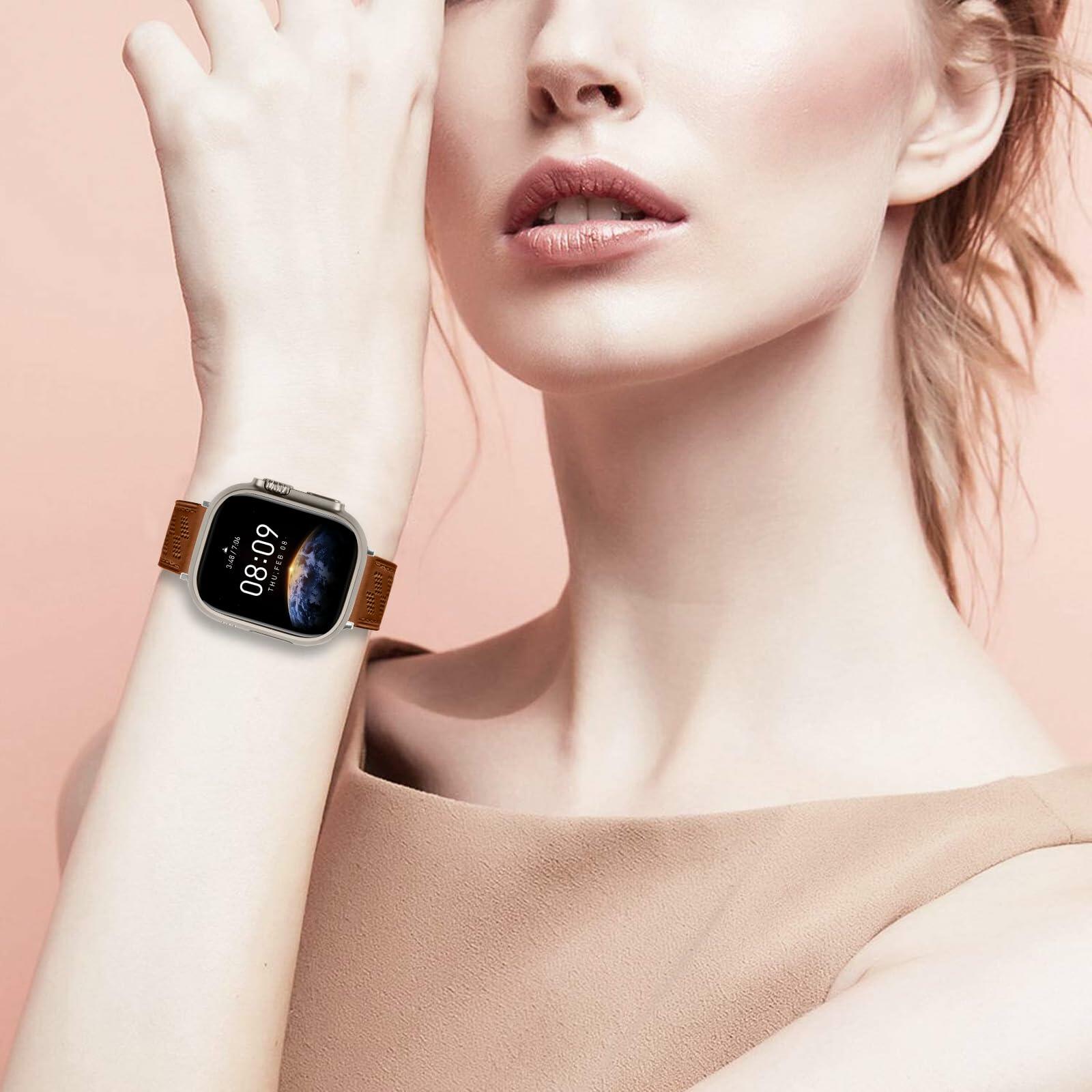 Limque Magnetic Genuine Leather Watch Band for Apple Watch 38-49mm