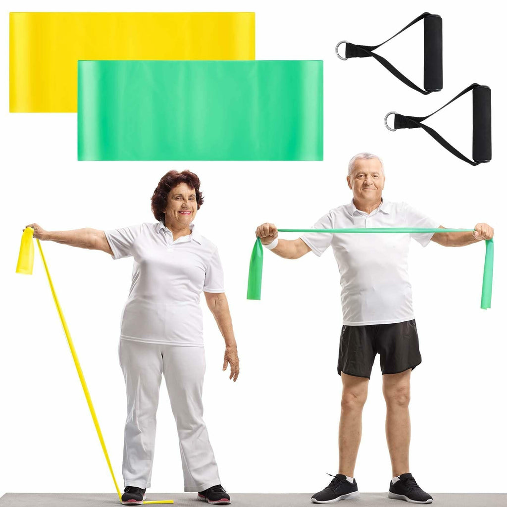 Relaxgiant 2pcs Resistance Bands with Handles Chair Exercise Yellow Green