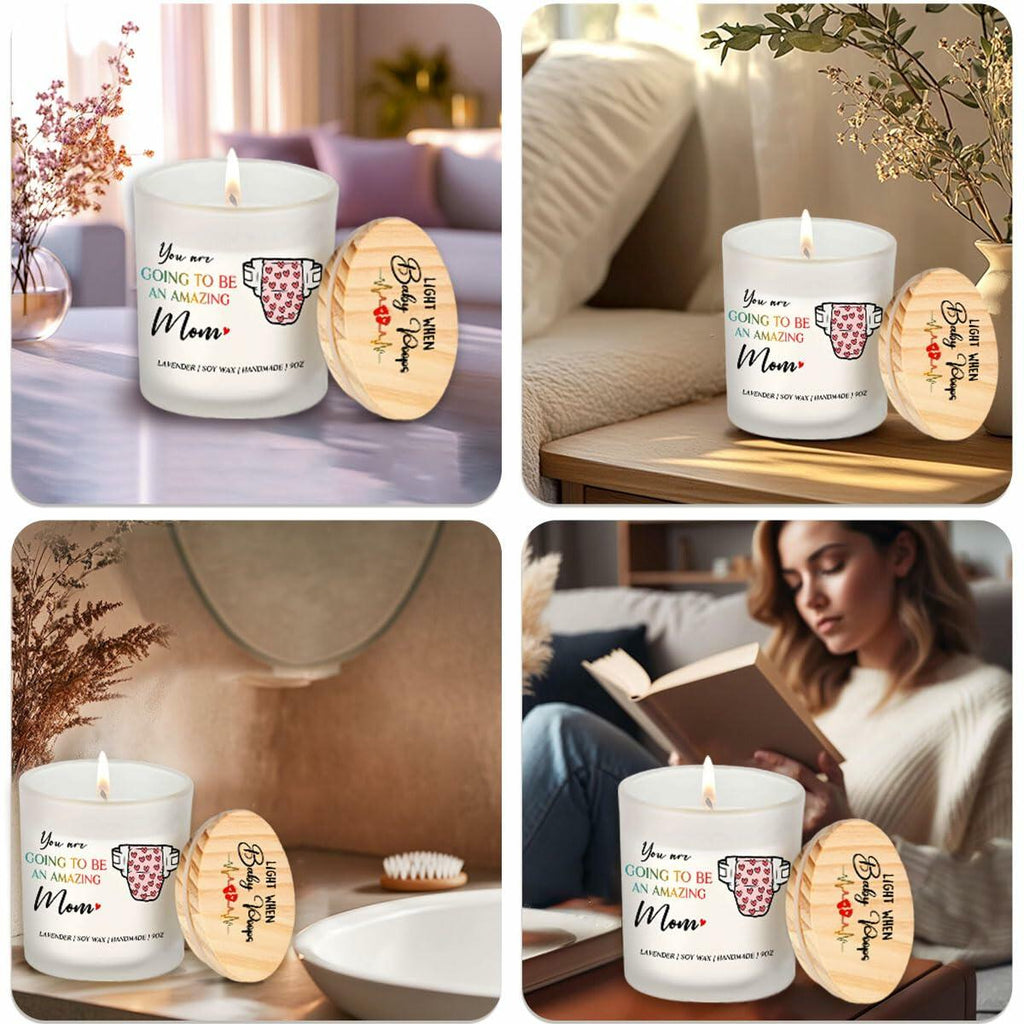 DOSINY Lavender Scented Candle 9Oz Soy Wax Gift for New Mom Funny Expecting