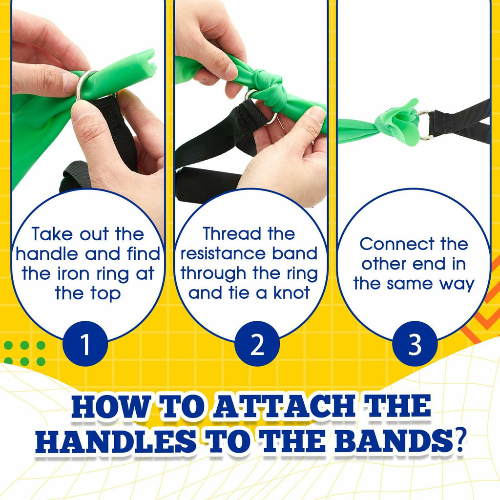Relaxgiant 2pcs Resistance Bands with Handles Chair Exercise Yellow Green
