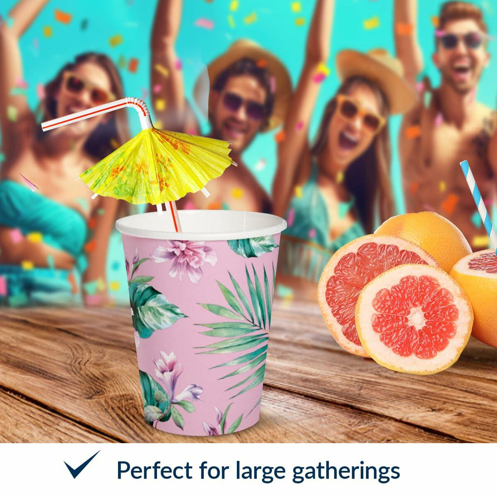 PAW Decor Collection Disposable Paper Cups 8.5oz 50-Pack Pink Floral