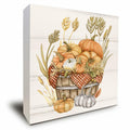 ULEGIE Fall Autumn Wood Box Sign Pumpkin Thanksgiving Decor 5x5 Inch