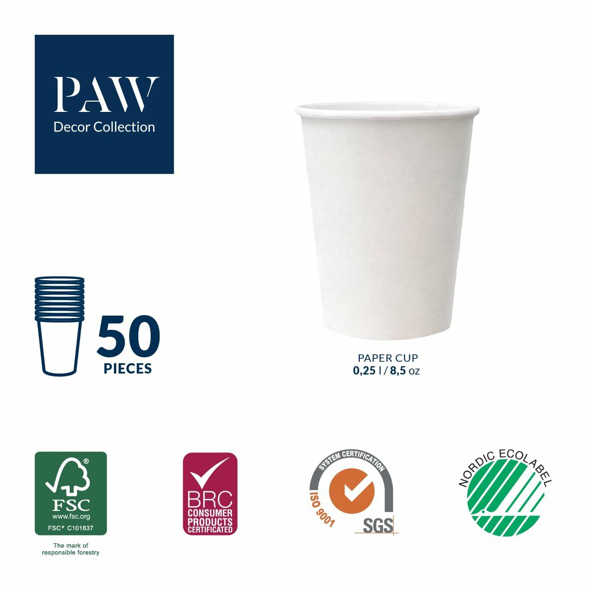 PAW Decor Collection Disposable Paper Cups 8.5oz 50-Pack Pink Floral