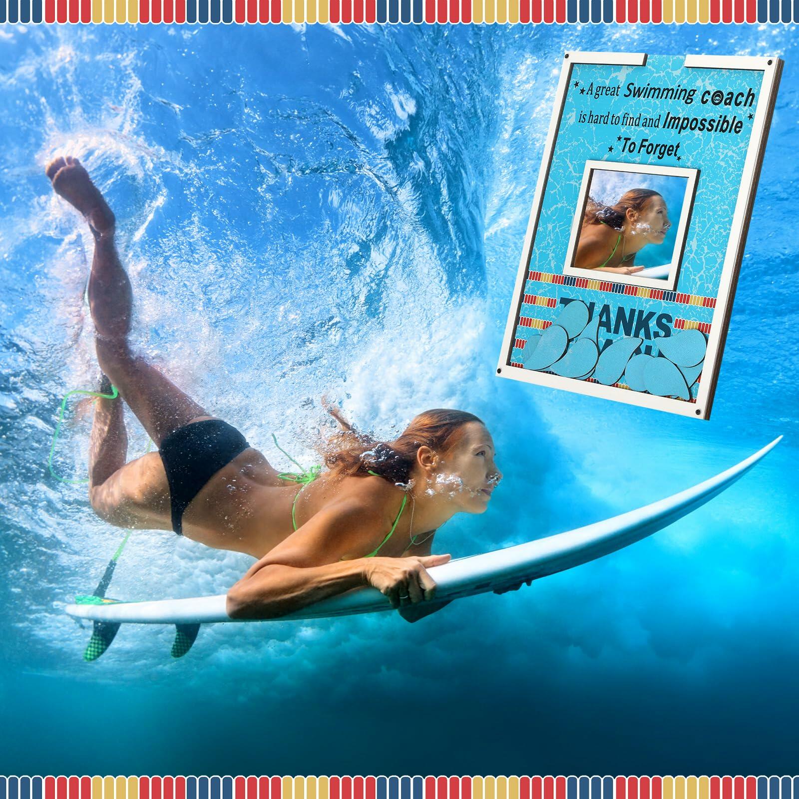 Yuntau Swimming Coach Frame Plaque Blue Wood Chips Signature Pen Gift