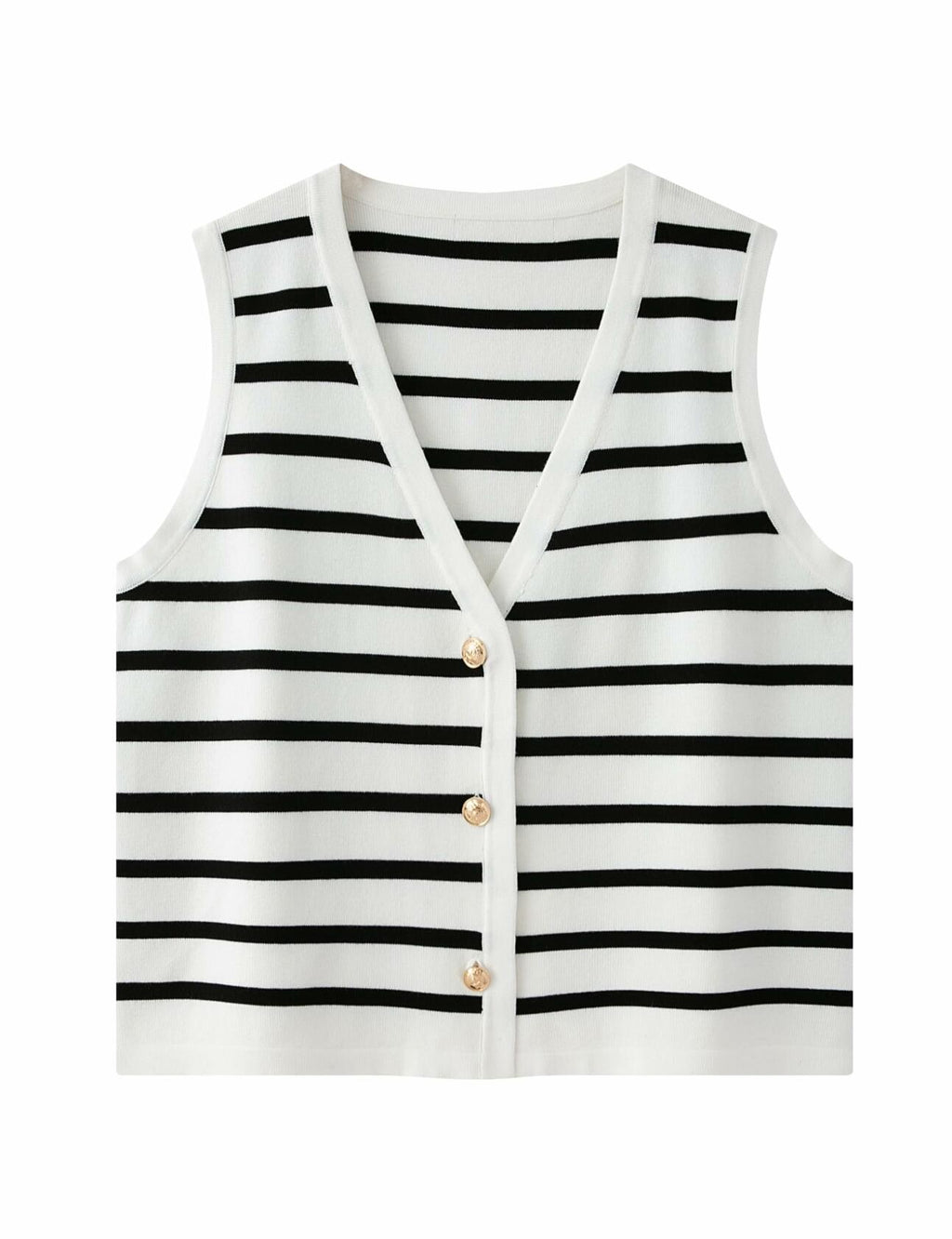 Chevara Women's Sleeveless Striped Sweater Vest V Neck White Size S