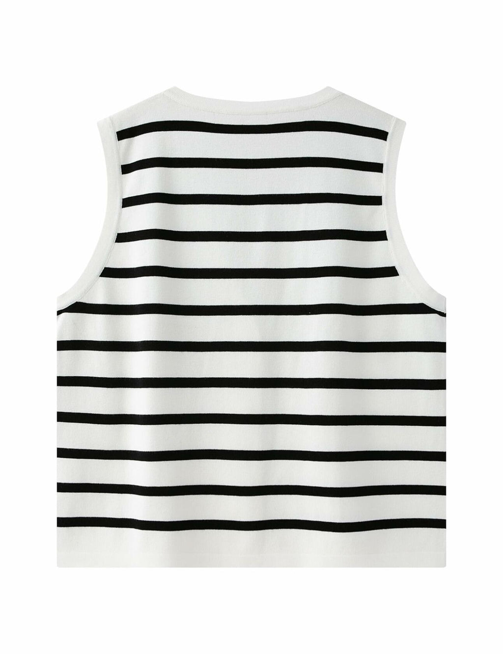 Chevara Women's Sleeveless Striped Sweater Vest V Neck White Size S