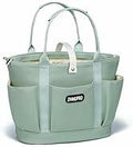 ZHMOPRO Large Canvas Laptop Tote Bag with Compartments & Inner Cup Holder Light Green
