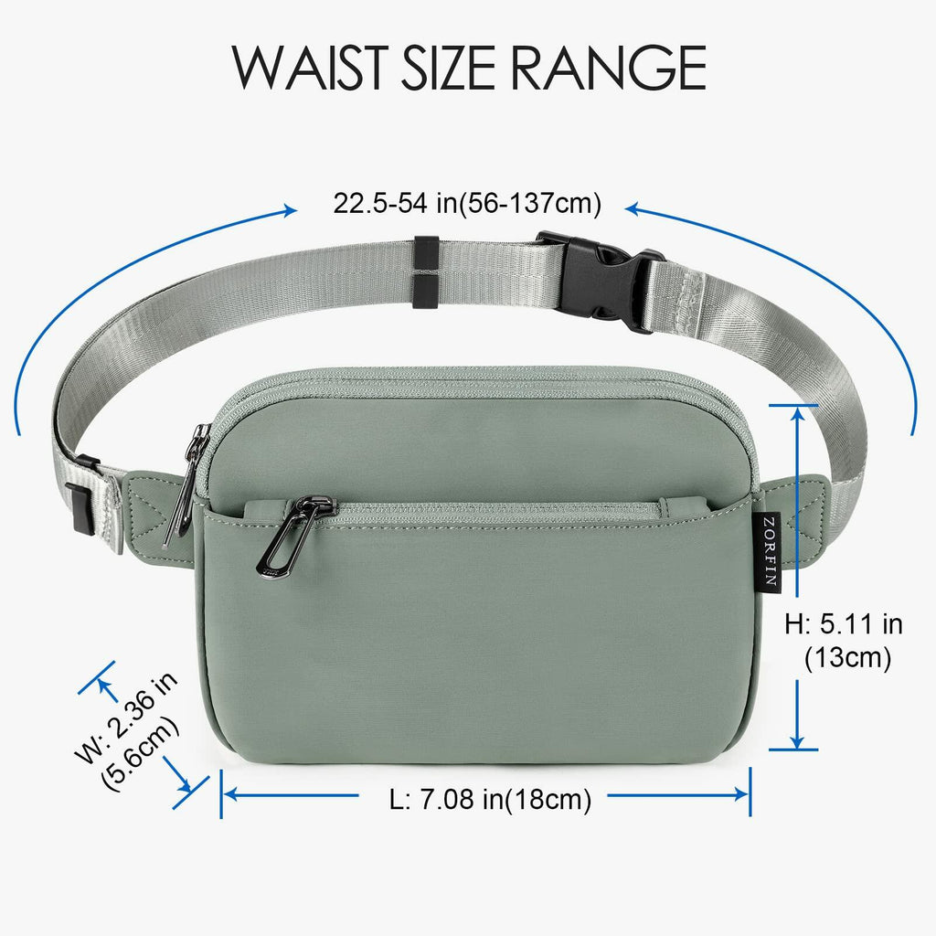 ZORFIN Fanny Pack Crossbody Belt Bag Adjustable Strap Camo Black One_Size