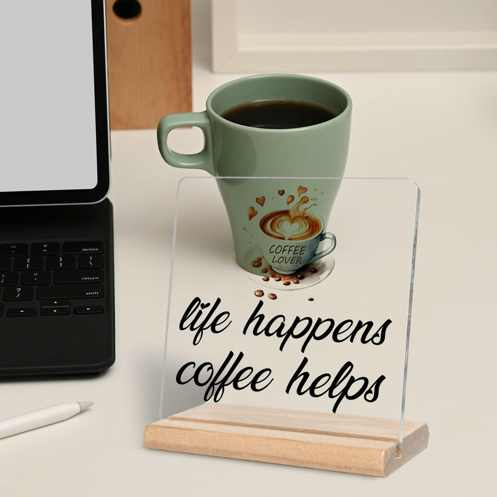 LUODWSST Funny Coffee Lovers Acrylic Decorative Sign White Kitchen Bar Decor