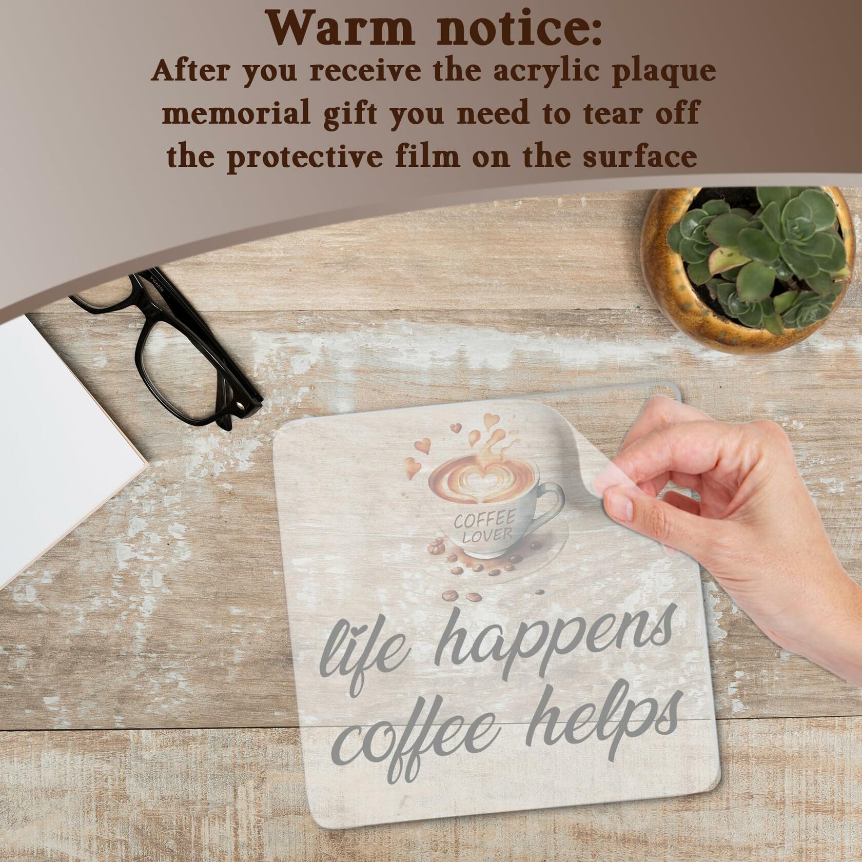LUODWSST Funny Coffee Lovers Acrylic Decorative Sign White Kitchen Bar Decor