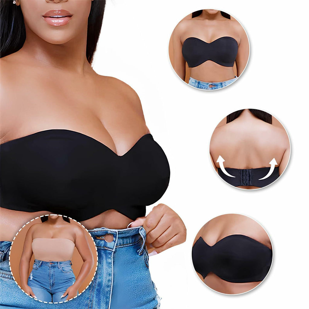Woobilly Strapless Non Padded Push Up Convertible Bra Black Size 44F
