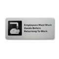 ACFELT Employees Must Wash Hands Sign Aluminum 7x3 Double Sided Tape