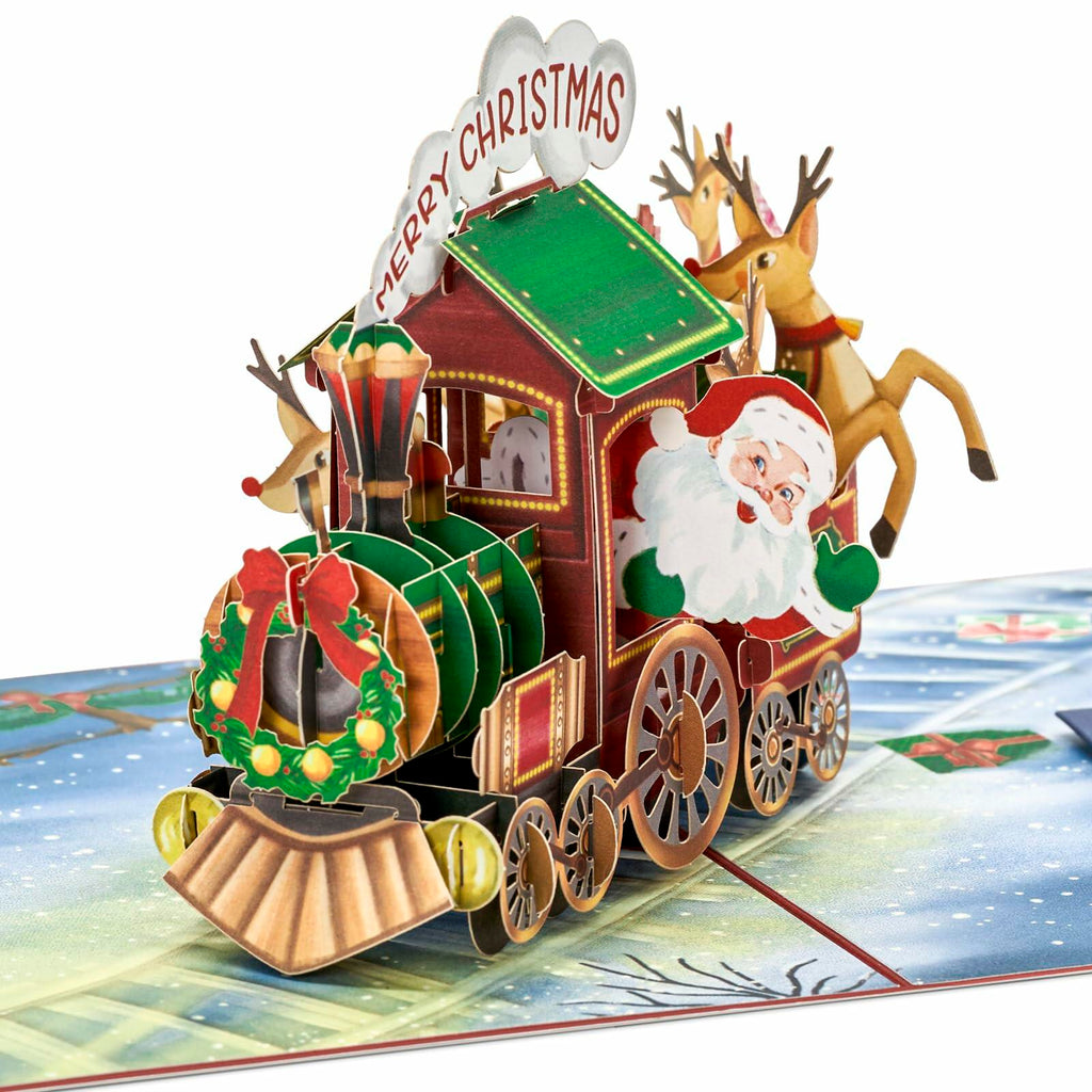 POPWOW Christmas Gingerbread Train 3D Pop Up Card 5x7 with Envelope