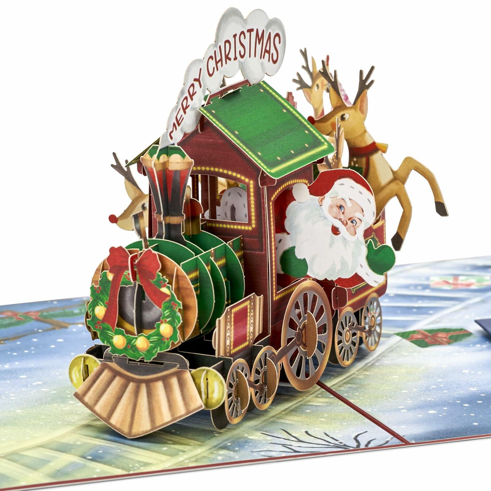 POPWOW Christmas Gingerbread Train 3D Pop Up Card 5x7 with Envelope