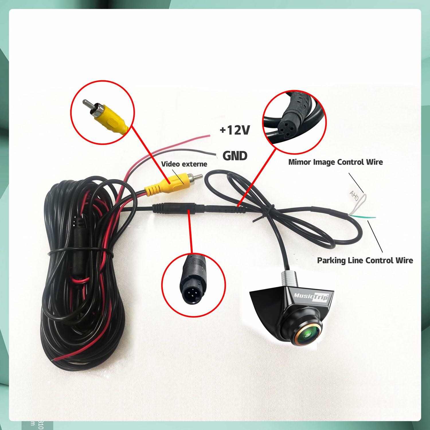 musictrip Universal AHD 1080P Car Backup Camera 180° Fisheye Night Vision